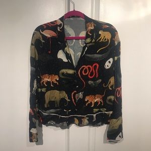 Zara animal button up blouse